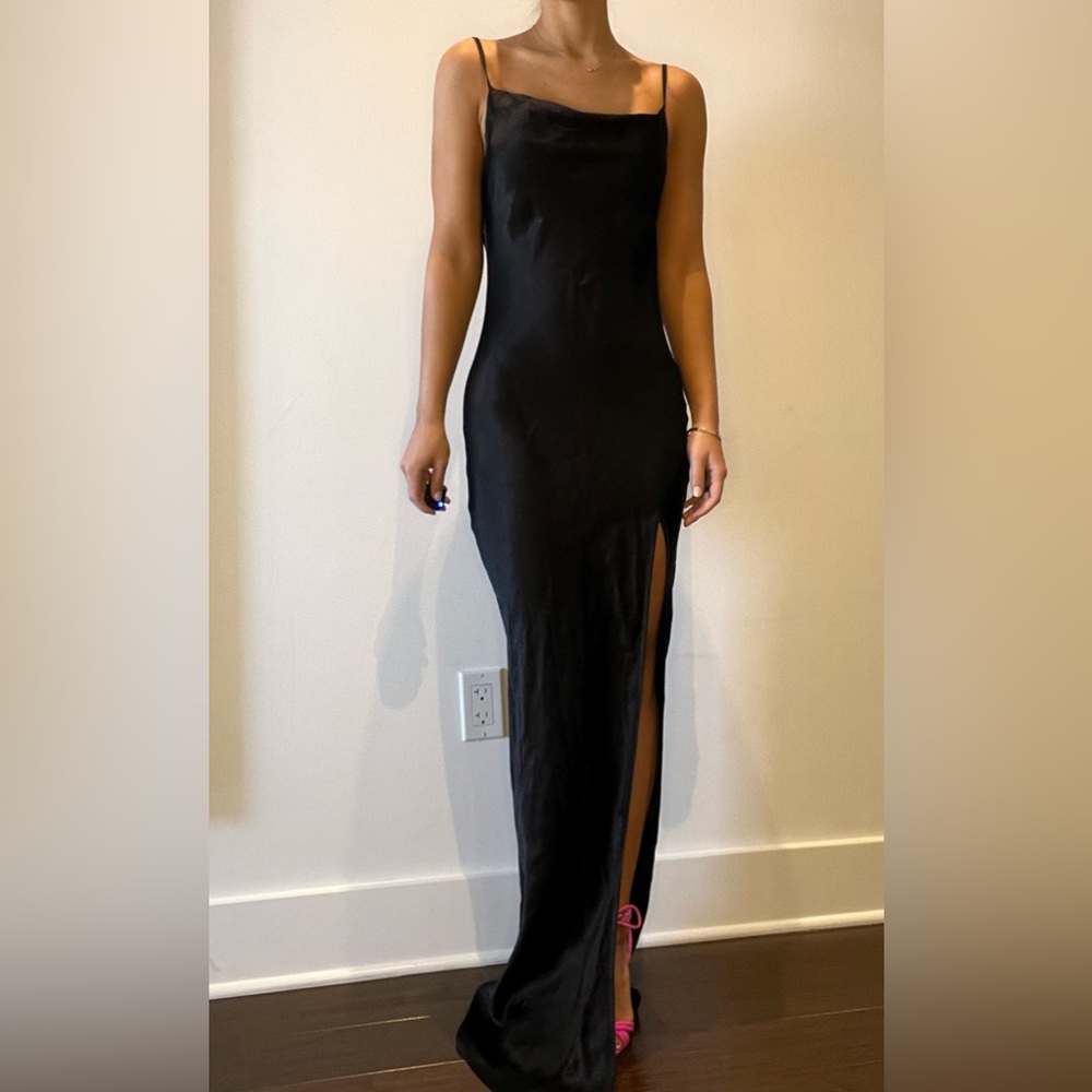 Meshki Jade Cowl Neck Backless Maxi Dress Black XS